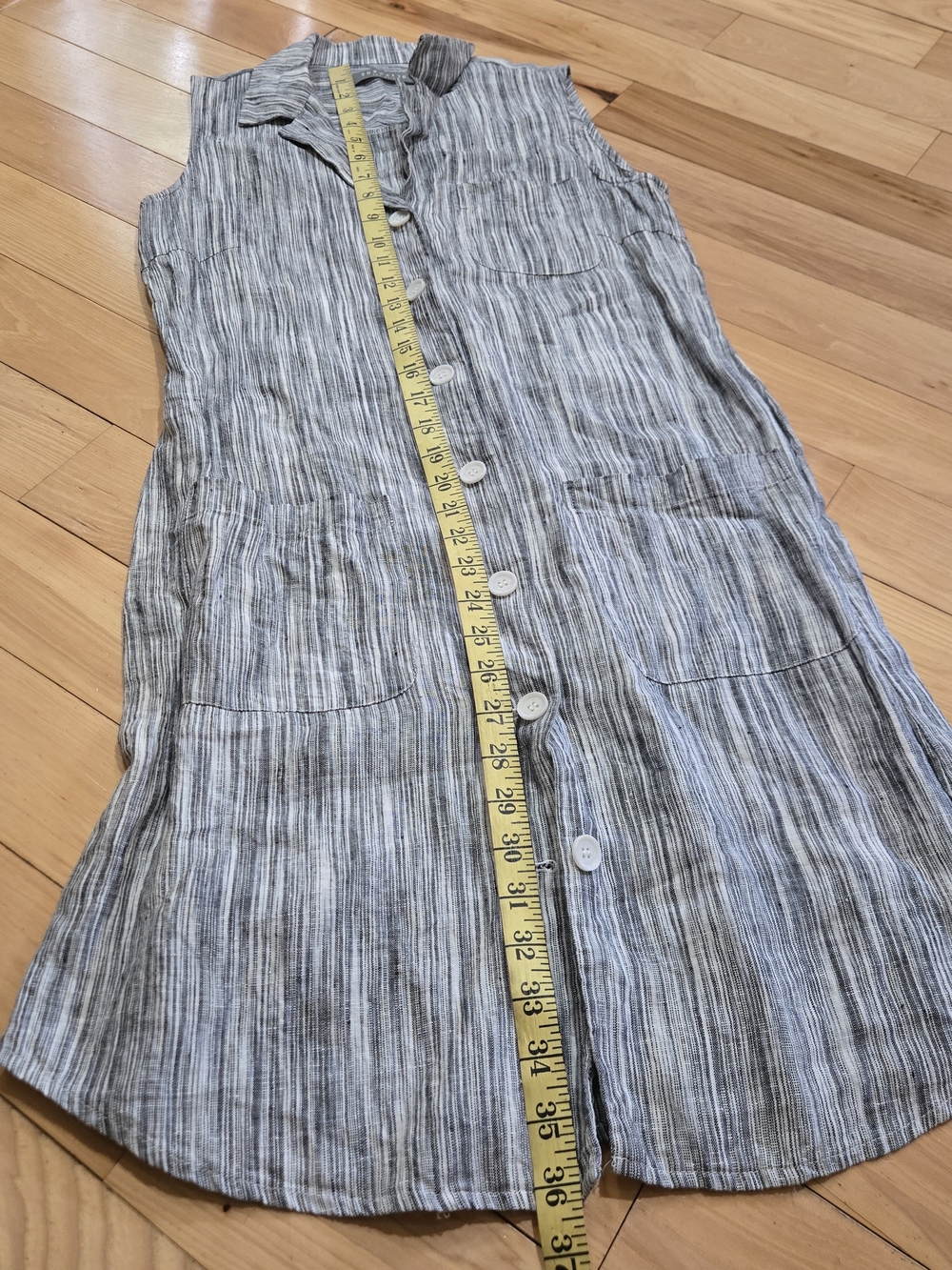 100% Linen 209WST 38 New York Sleeveless Shirtdress 2 - Picture 5 of 6